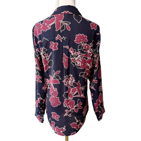 {Express} "Slim Portofino" Collared Button Down Floral Dress Shirt Blouse Top - Picture 2 of 5